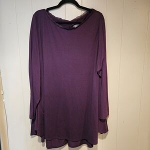 💜 Lane Bryant Purple Flowy Tunic Top | Plus Size 26/28 | Soft Stretchy Comfort